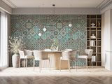 Turquoise and brown Moroccan ceramic tiles
